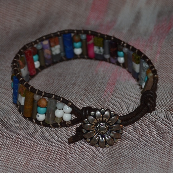 Jewelry - Leather Stone Bracelet